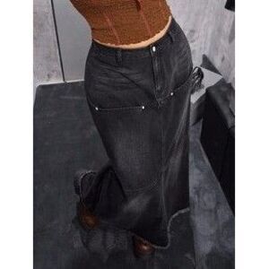 Rivivi Plus Size Women's Edgy Street-Style Chic Black Non-Stretch Denim Mini Sk…